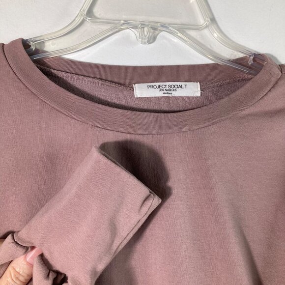 Womens UO Project Social T Sweatshirt M Mauve Cotton Polyester Spandex Long Slee - Picture 3 of 9